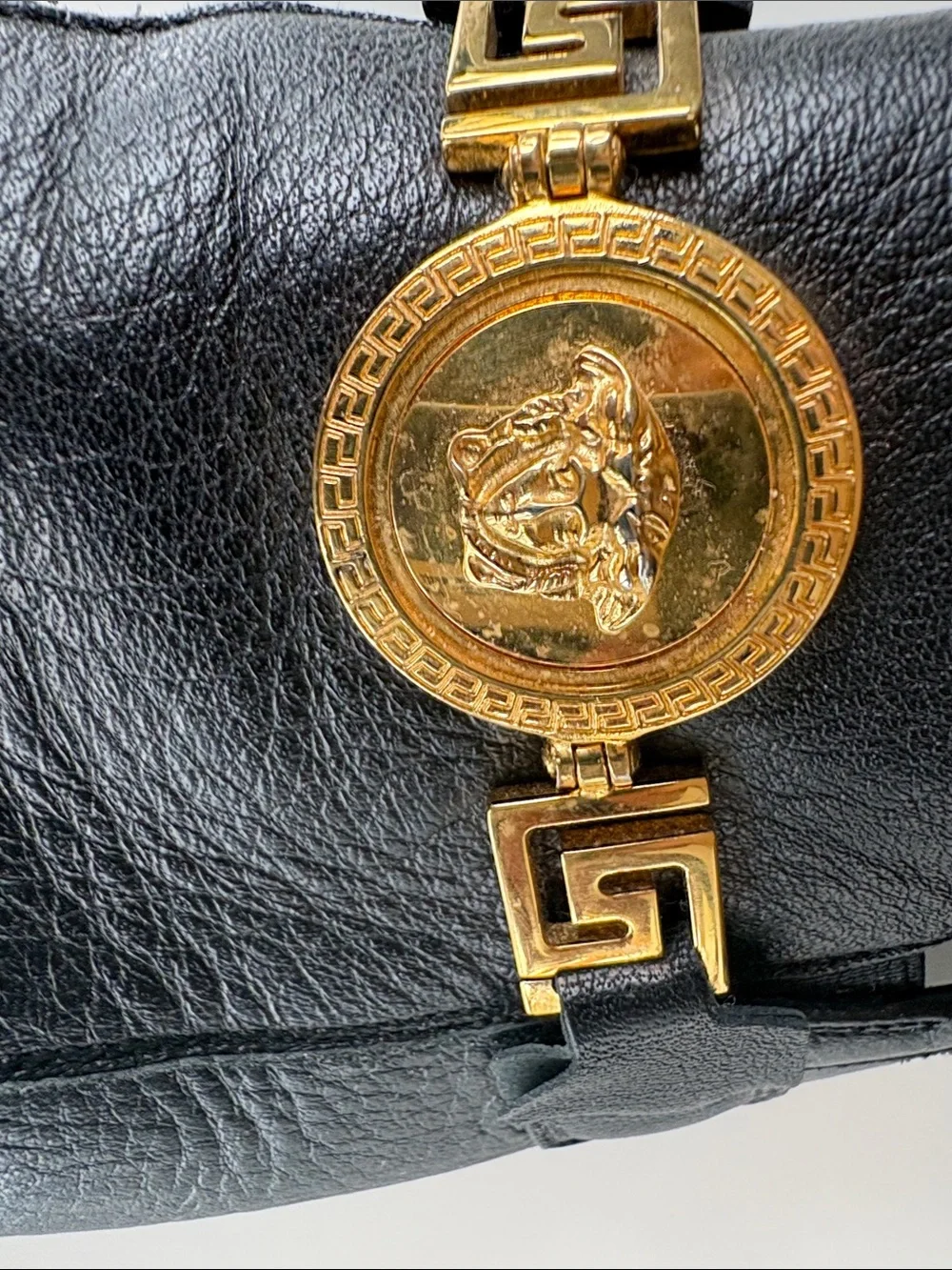 Versace Black Leather Loafers with Gold Medusa Hardware